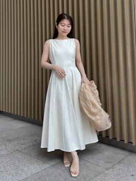 「anuans（アニュアンス）のフィットアンドフレアワンピース（ワンピース、ホワイト系）」を使った、ánuansさん（レディース・162cm）の夏コーディネート
