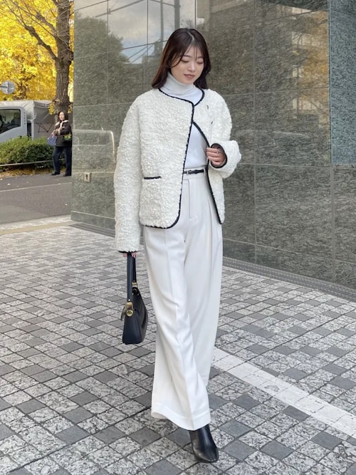 ECOPELパイピングボアジャケット（ノーカラージャケット）｜anuans（ア