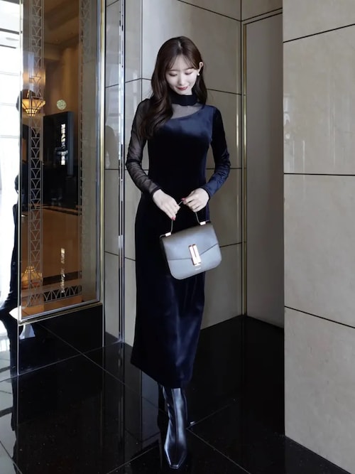 シアーコンビタイトワンピース（ワンピース）｜anuans（アニュアンス