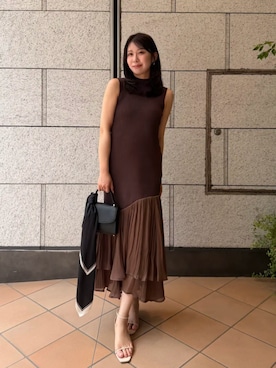 「anuans（アニュアンス）のスクエアトゥナローバーサンダル（サンダル、ホワイト系）」を使った、ánuansさん（レディース・157cm）の夏コーディネート