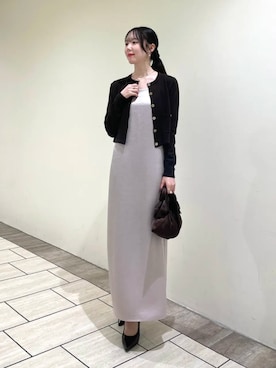 「anuans（アニュアンス）のノットサテンバッグ（ハンドバッグ、ブラウン系）」を使った、ánuansさん（レディース・157cm）の夏コーディネート
