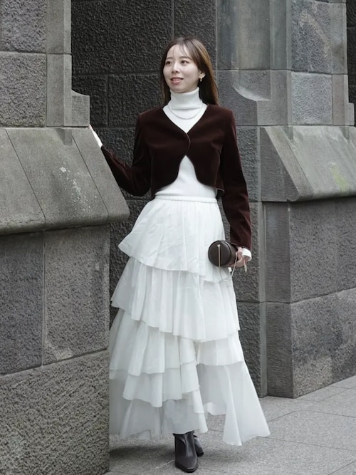 ニュアンスウェーブベルベットジャケット（ノーカラージャケット