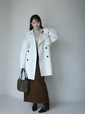 「アイテム（トレンチコート）」を使った、anuansさん（レディース・156cm）の冬コーディネート