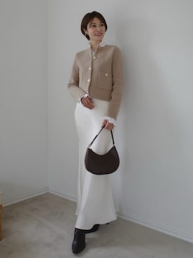 「anuans（アニュアンス）のサテンナロースカート（スカート、ホワイト系）」を使った、ánuansさん（レディース・157cm）の夏コーディネート
