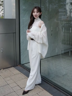 「anuans（アニュアンス）のスクエアバックルベルト（ベルト、ブラウン系）」を使った、ánuansさん（レディース・157cm）の夏コーディネート