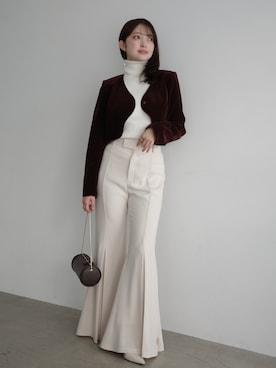 「アイテム（ノーカラージャケット）」を使った、anuansさん（レディース・156cm）の冬コーディネート