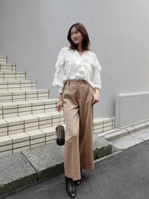 セール】リンクルラッフルブラウス（シャツ/ブラウス）｜anuans（ア