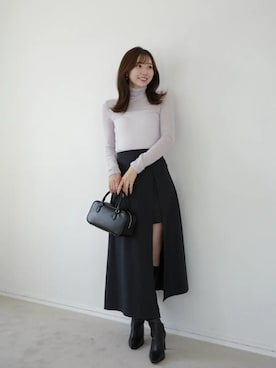 「anuans（アニュアンス）のアシンメトリーレイヤードスカート（スカート、グレー系）」を使った、ánuansさん（レディース・157cm）の夏コーディネート