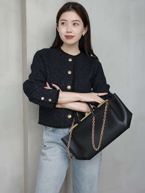 クラシカルノーカラーニットジャケット（カーディガン/ボレロ