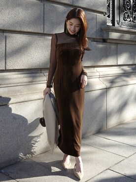 「アイテム（ワンピース/ドレス）」を使った、anuansさん（レディース・157cm）の冬コーディネート