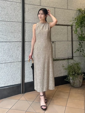「anuans（アニュアンス）のアンクルベルトバーサンダル（サンダル、ブラウン系）」を使った、ánuansさん（レディース・162cm）の夏コーディネート