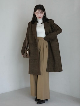 「アイテム（ステンカラーコート）」を使った、anuansさん（レディース・157cm）の冬コーディネート