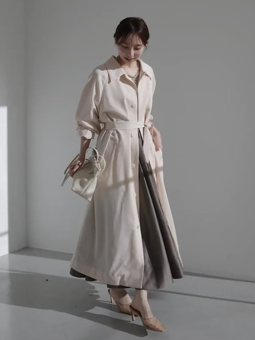 ウールステンカラーロングコート（ステンカラーコート）｜anuans（ア