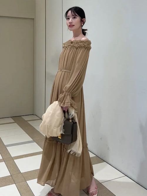セール】シフォンオフショルダーフレアワンピース（ワンピース