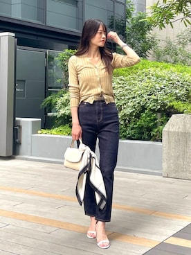 「anuans（アニュアンス）の【0サイズあり】Slim straight denim（デニムパンツ、ブルー系）」を使った、ánuansさん（レディース・162cm）の夏コーディネート