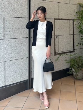 「anuans（アニュアンス）のサテンナロースカート（スカート、ホワイト系）」を使った、ánuansさん（レディース・162cm）の夏コーディネート