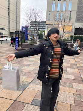 「MONCLER（モンクレール）のアイテム（ダウンジャケット/コート）」を使った、173cnさん（メンズ・173cm）の冬コーディネート