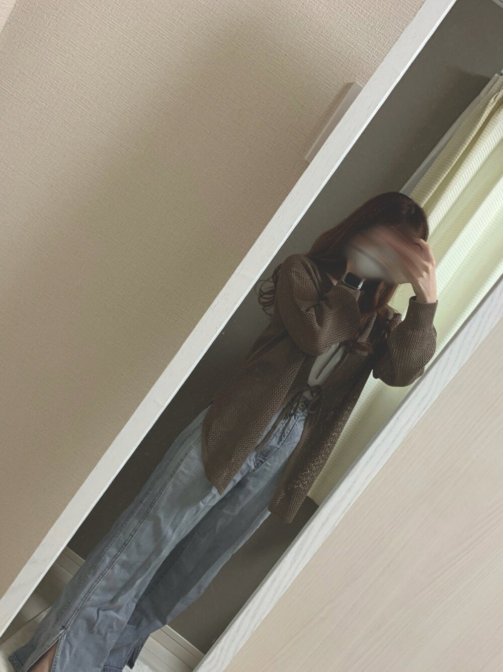 「GU、w closet、Honeys、メッシュバックリボンセーター、低身長コーデ、低身長女子、低身長」｜「GUのアイテム（ニット/セーター、ブラウン系）」を使った、ばにら🐰🔥さん（レディース・150cm）の秋コーディネートの1枚目の写真