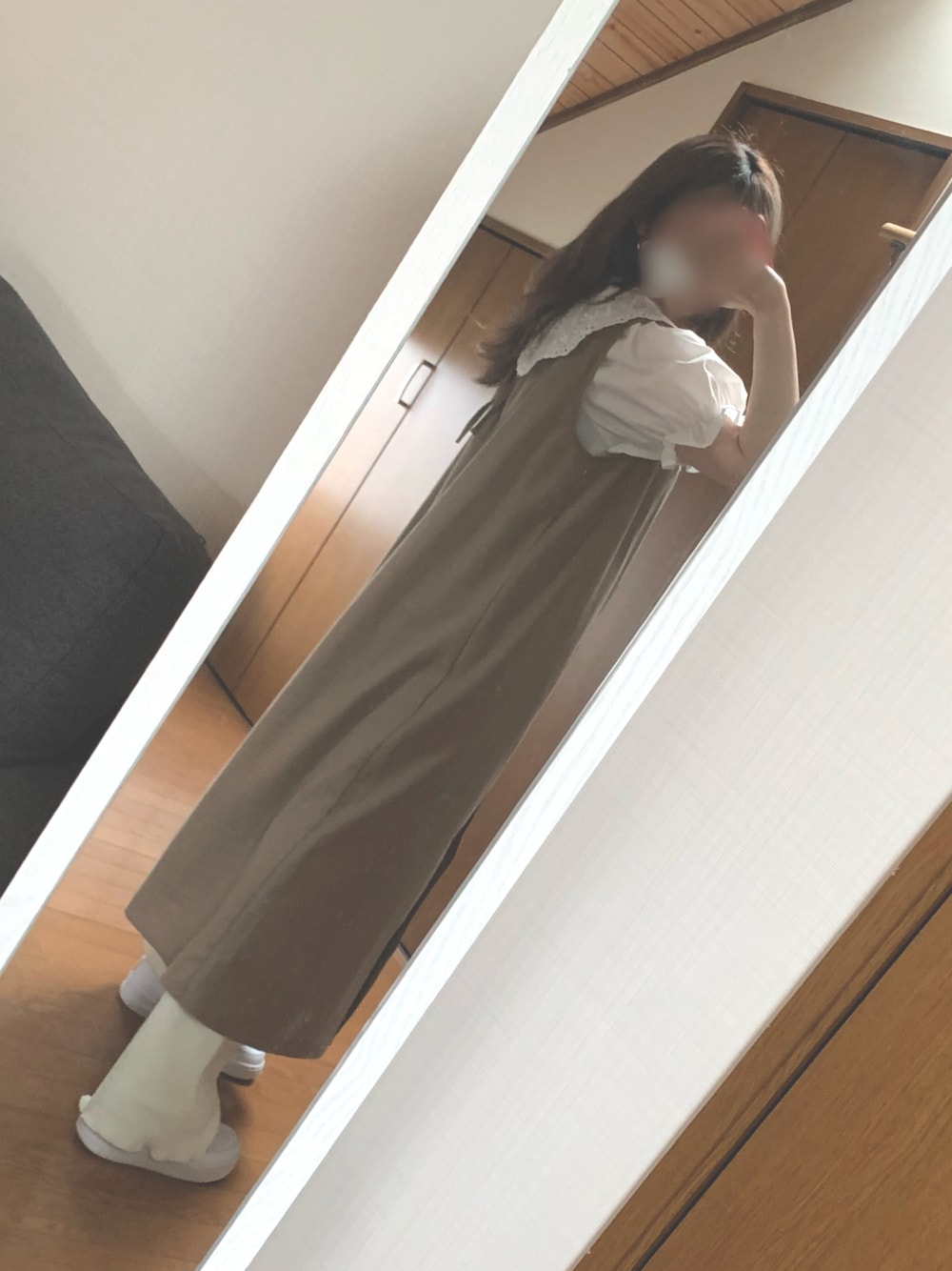 「低身長、低身長コーデ、低身長女子、150cm、150cmコーデ、えだコーデしまむら、えださんコラボ服、しまむら、NIKE、エアフォースワン」｜「えだ×しまむらコラボのアイテム（シャツ/ブラウス、ホワイト系）」を使った、ばにら🐰🔥さん（レディース・150cm）の夏コーディネートの1枚目の写真