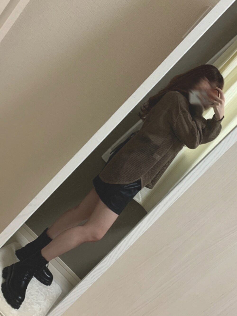 「GU、GRL、低身長、低身長コーデ、低身長女子」｜「GUのアイテム（ニット/セーター、ブラウン系）」を使った、ばにら🐰🔥さん（レディース・150cm）の夏コーディネートの1枚目の写真