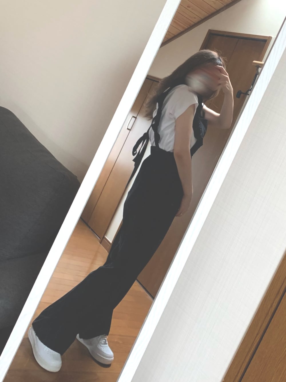 「えだコーデしまむら、えださんコラボ服、えだちゃん、シンプル、低身長女子、低身長、低身長コーデ、しまむら、NIKE、エアフォースワン、休日スタイル、GU」｜「GUのスムースT（Tシャツ/カットソー、ホワイト系）」を使った、ばにら🐰🔥さん（レディース・150cm）の夏コーディネートの1枚目の写真