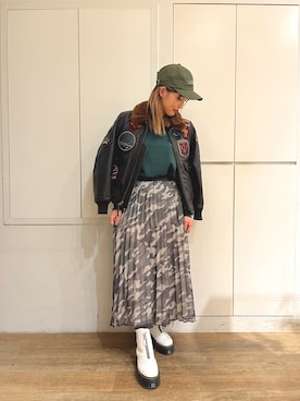 「キヤップ」｜「アイテム（その他アウター）」を使った、MIYUさん（レディース・160cm）の冬コーディネート