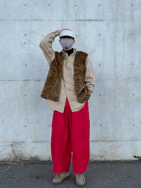 「古着好きな人と繋がりたい」｜「アイテム（ダウンベスト）」を使った、ふくさん（メンズ・174cm）の秋コーディネート