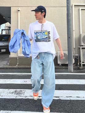 「アイテム（スニーカー、オレンジ系）」を使った、takutanian88さん（メンズ・168cm）の夏コーディネート