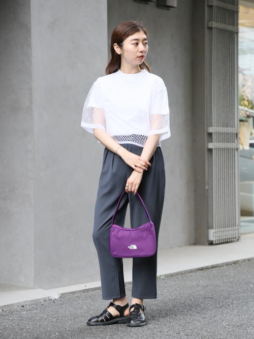 トップス 2WAY SMOKE FLOWER SHEER TOP blk/M 2WAY SMOKE FLOWER SHEER TOP(S IVORY): AMERI: WOMENS