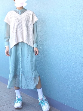 「archives（アルシーヴ）のアイテム（シャツワンピース）」を使った、mochaaaaaiyuさん（レディース・163cm）の秋コーディネート