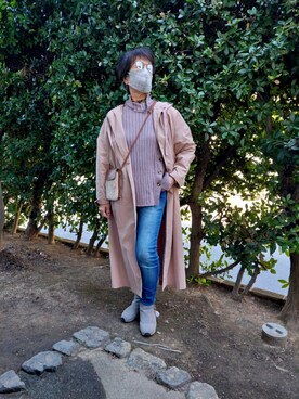 「LAKOLE（ラコレ）のアイテム（トレンチコート）」を使った、たかちゃんさん（レディース・157cm）の秋コーディネート