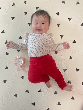「PETIT BATEAU（プチバトー）のアイテム（パンツ）」を使った、muhco0618さん（キッズ・70cm）の秋コーディネート