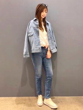 「ごきげんウィーク」｜「アイテム（ジャケット/アウター）」を使った、𝘙𝘢𝘮𝘶さん（レディース・158cm）の春コーディネート
