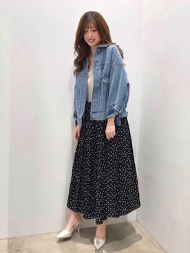 「セットアイテム」｜「アイテム（デニムジャケット）」を使った、𝘙𝘢𝘮𝘶さん（レディース・158cm）の春コーディネート