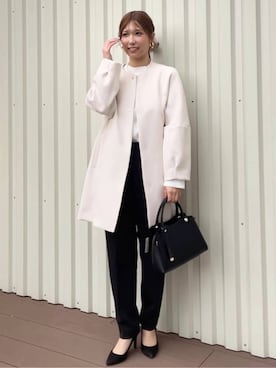 「index（インデックス）のフェザーレースブラウス（シャツ/ブラウス、ピンク系）」を使った、𝘙𝘢𝘮𝘶さん（レディース・158cm）の冬コーディネート