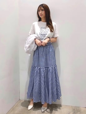 「ごきげんウィーク」｜「アイテム（スカート）」を使った、𝘙𝘢𝘮𝘶さん（レディース・158cm）の春コーディネート