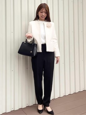 「index（インデックス）のフェザーレースブラウス（シャツ/ブラウス、ピンク系）」を使った、𝘙𝘢𝘮𝘶さん（レディース・158cm）の冬コーディネート