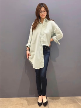 「GU（ジーユー）のマシュマロポインテッドパンプス（シューズ、その他）」を使った、𝘙𝘢𝘮𝘶さん（レディース・158cm）の春コーディネート