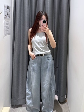 「PAGEBOY（ページボーイ）のモードバックルベルト3（ベルト、ブラック系）」を使った、misakiさん（レディース・166cm）の春コーディネート