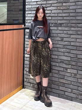 「PAGEBOY（ページボーイ）のレースアップソックスブーツ（ブーツ、ブラウン系）」を使った、misakiさん（レディース・166cm）の春コーディネート