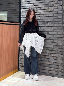 「アイテム（チュニック）」を使った、misakiさん（レディース・166cm）の秋コーディネート