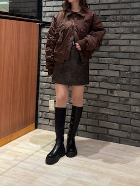 「秋冬」｜「アイテム（ブルゾン）」を使った、misakiさん（レディース・166cm）の冬コーディネート