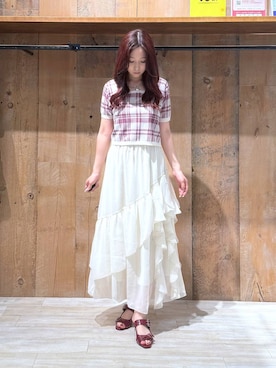 「アイテム（ニット/セーター）」を使った、misakiさん（レディース・166cm）の夏コーディネート