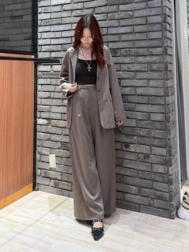 「PAGEBOY（ページボーイ）の【セットアップ対応】チェックMIXジャケット 《2サイズ展開》（テーラードジャケット）」を使った、misakiさん（レディース・166cm）の秋コーディネート