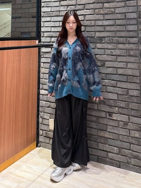 「PAGEBOY（ページボーイ）のレースUPワイドパンツ（その他パンツ、ブラック系）」を使った、misakiさん（レディース・166cm）の秋コーディネート