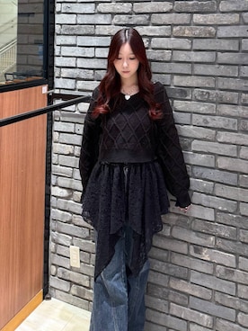 「アイテム（チュニック）」を使った、misakiさん（レディース・166cm）の冬コーディネート