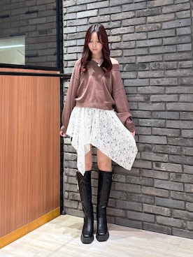 「PAGEBOY（ページボーイ）の【選べる着丈/前後2WAY/マシンウォッシャブル】マルチWAYネックプルオーバー/ニット（ニット/セーター）」を使った、misakiさん（レディース・166cm）の秋コーディネート