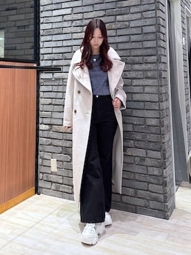 「おでかけ」｜「アイテム（チェスターコート）」を使った、misakiさん（レディース・166cm）の冬コーディネート