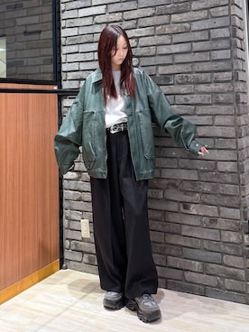 「PBLIM（ページボーイリム）のアイテム（Tシャツ/カットソー）」を使った、misakiさん（レディース・166cm）の秋コーディネート