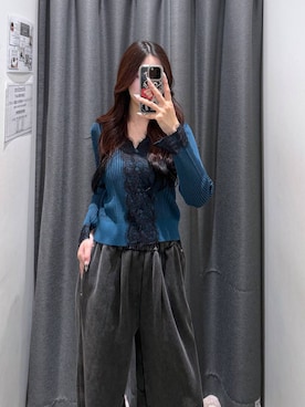 「PAGEBOY（ページボーイ）のワイドスウェットパンツ（スウェットパンツ、ブラック系）」を使った、misakiさん（レディース・166cm）の秋コーディネート